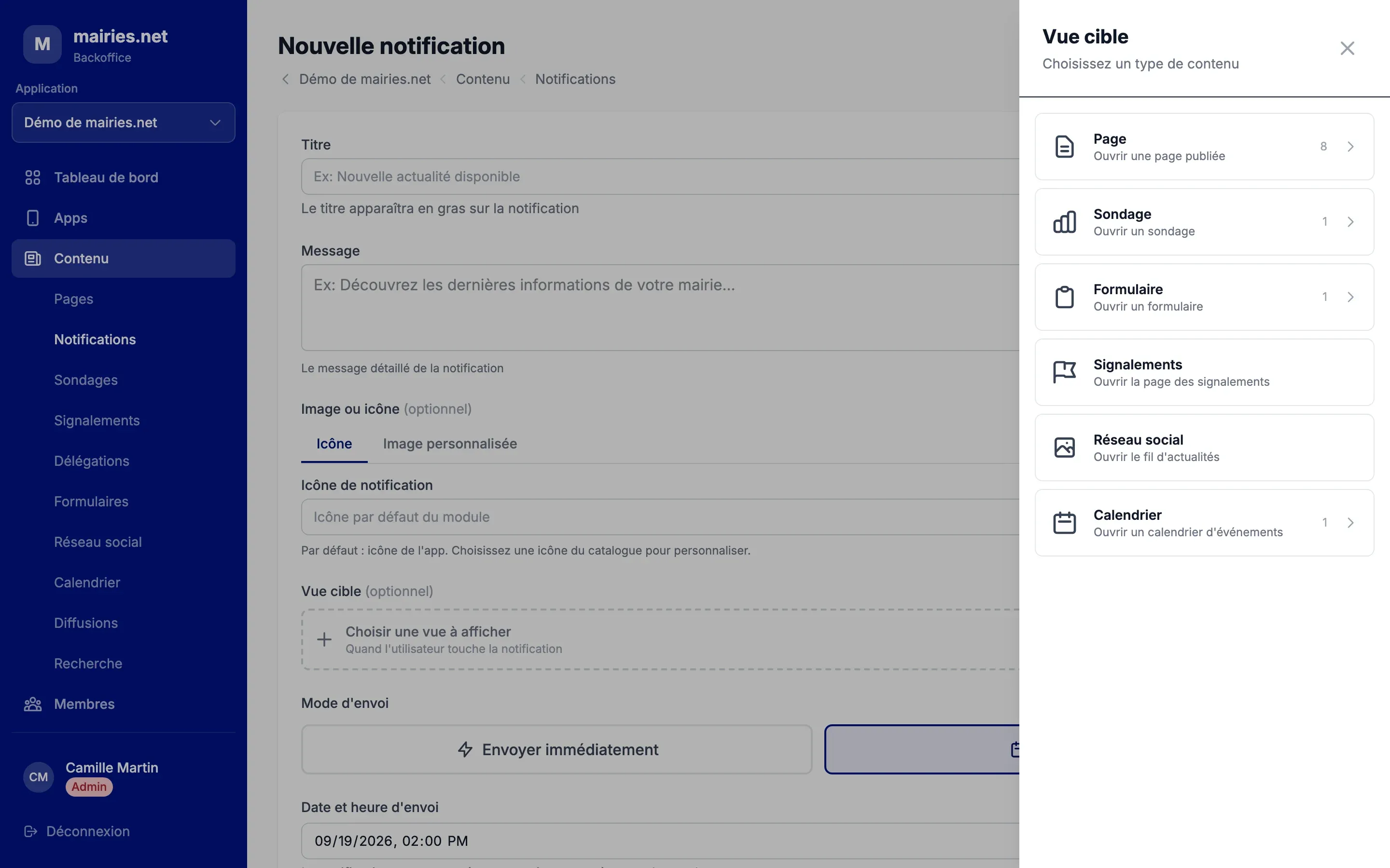 Ouvrir un écran précis au clic