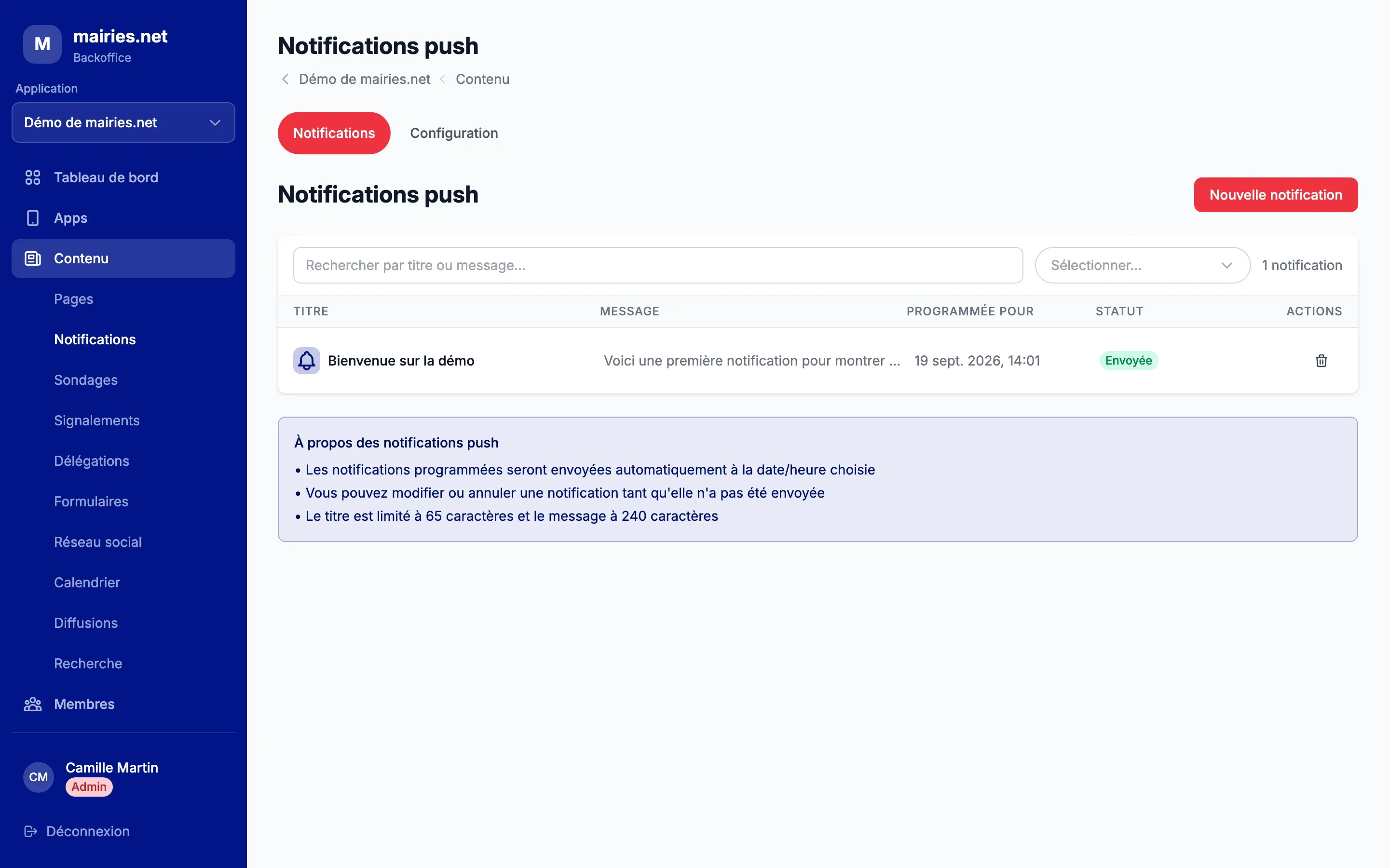 Rédiger une notification