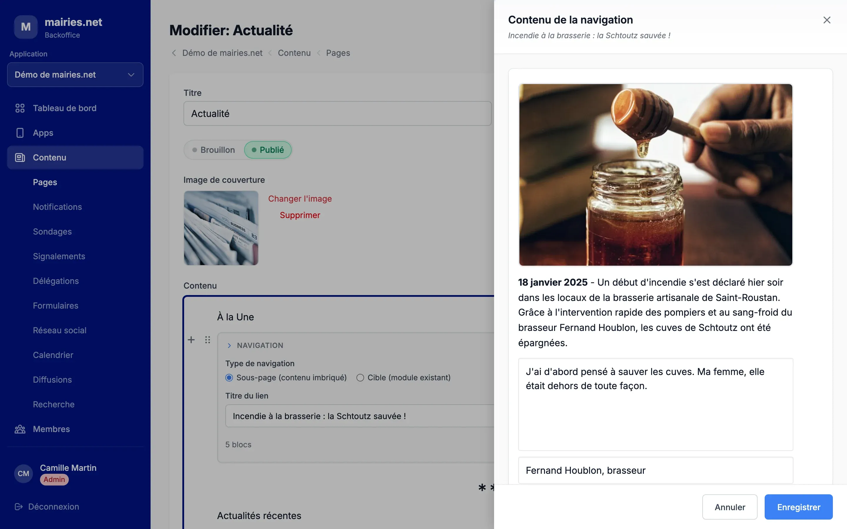 Sections et sous-pages